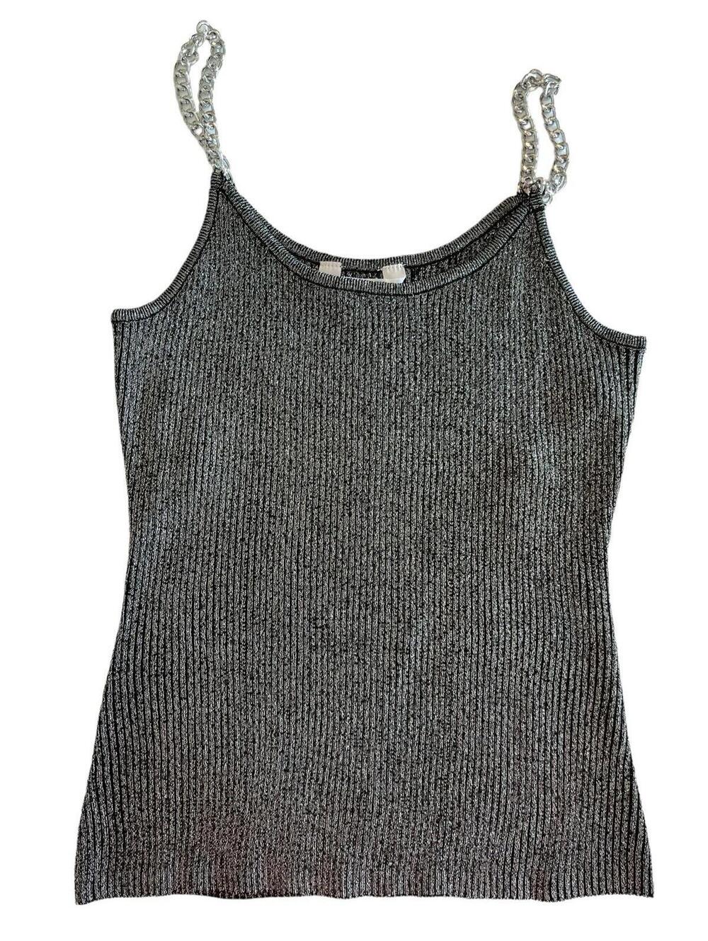 Tank Top No Boundaries Juniors Silver Chain Strap Shimmer Size Small 3-5 1727.3